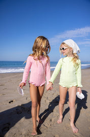 Pink Ruffle Sleeve Rashgaurd Swimsuit