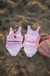Pink and White Stripe Bikini