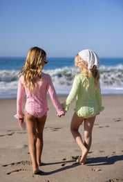 Green Ruffle Sleeve Rashgaurd Swimsuit