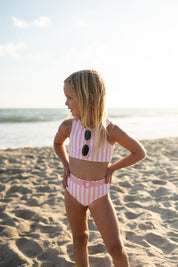 Pink and White Stripe Bikini