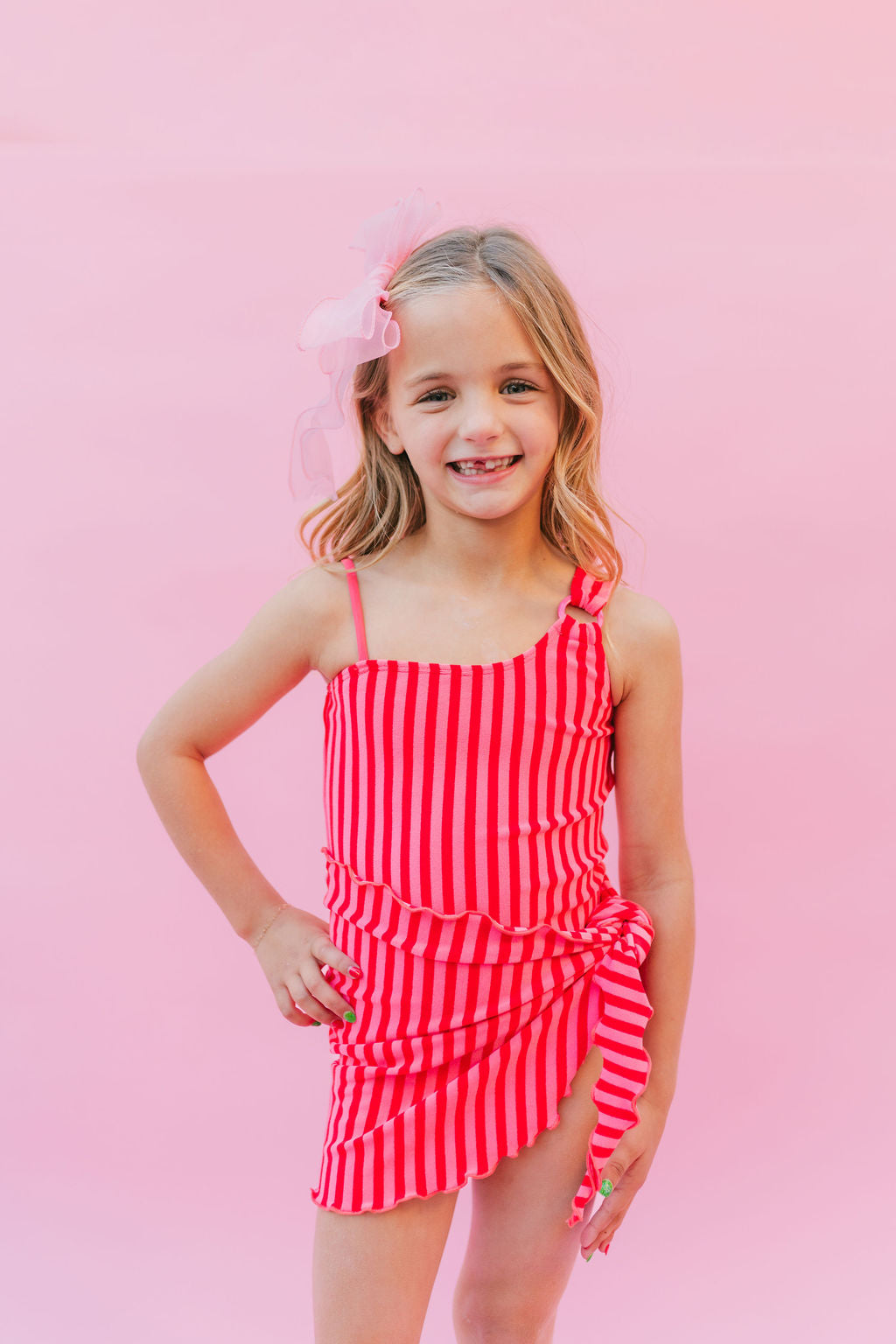 Pink and Poppy Stripe One Piece