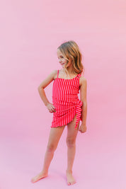 Pink and Poppy Stripe One Piece