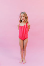 Pink and Poppy Stripe One Piece