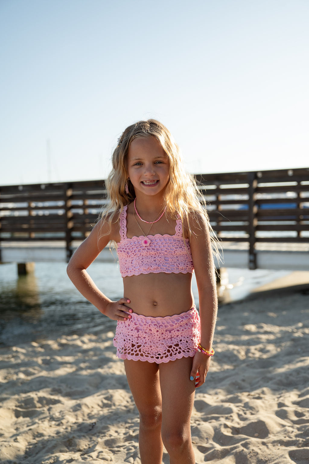 PRE ORDER - Pink Crochet Skirted Bikini - SHIPS MID AUGUST