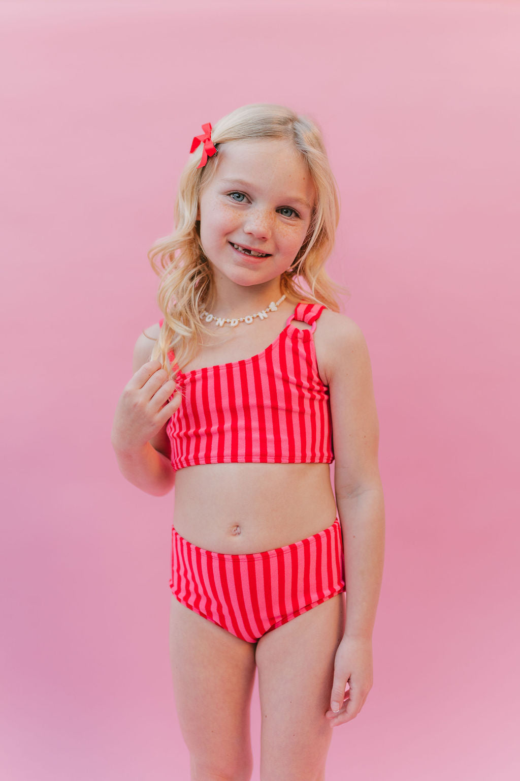 Pink and Poppy Stripe Bikini