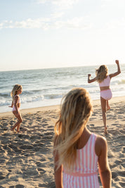 Pink and White Stripe One Piece