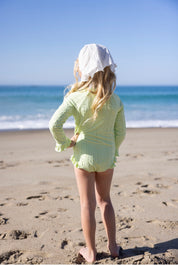 Green Ruffle Sleeve Rashgaurd Swimsuit