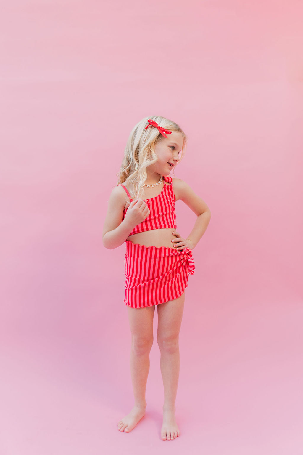 Pink and Poppy Stripe Bikini